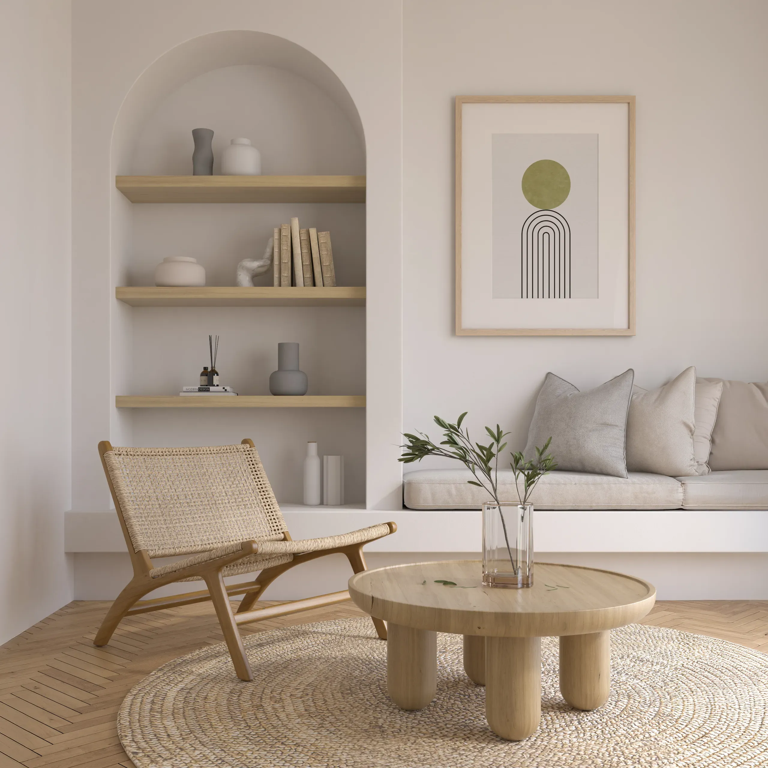 Japandi style conceptual interior room